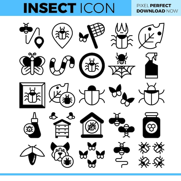 Набор иконок насекомых