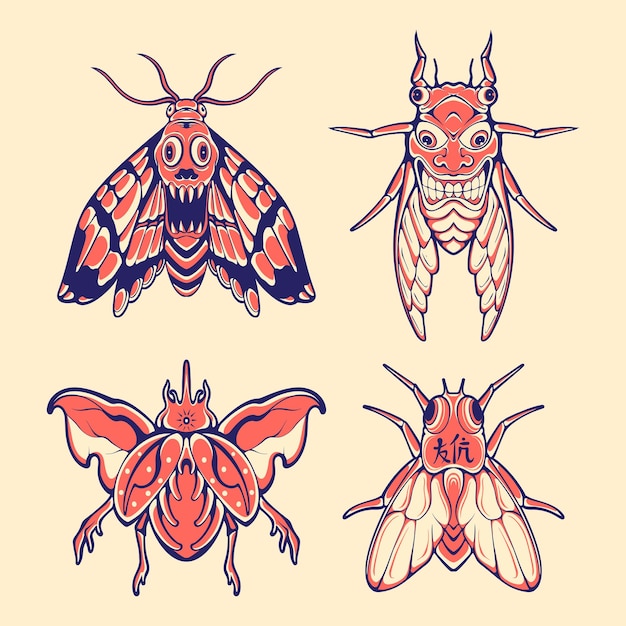 Insect Japanese style vector art