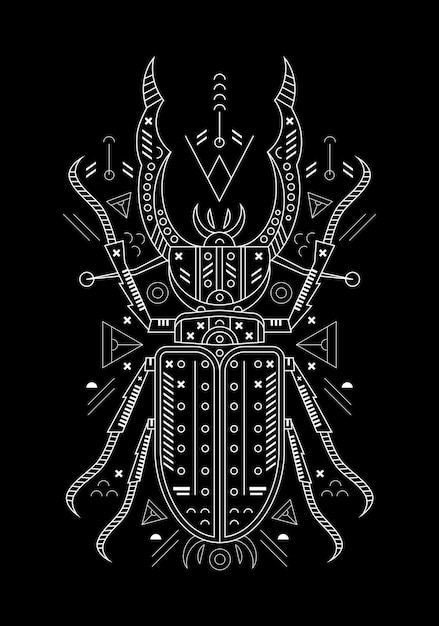 Insect line art  on black background