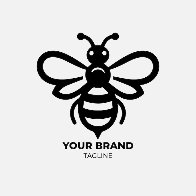 Vector insect logo bee 3 black and white