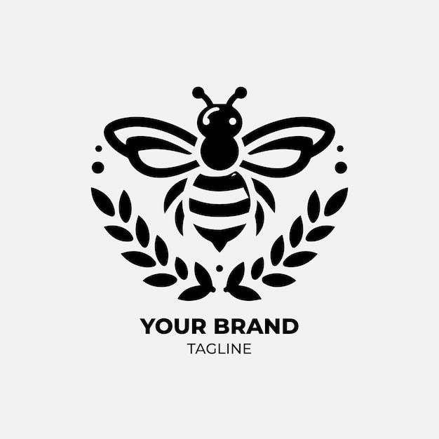 Vector insect logo bee 4 black and white