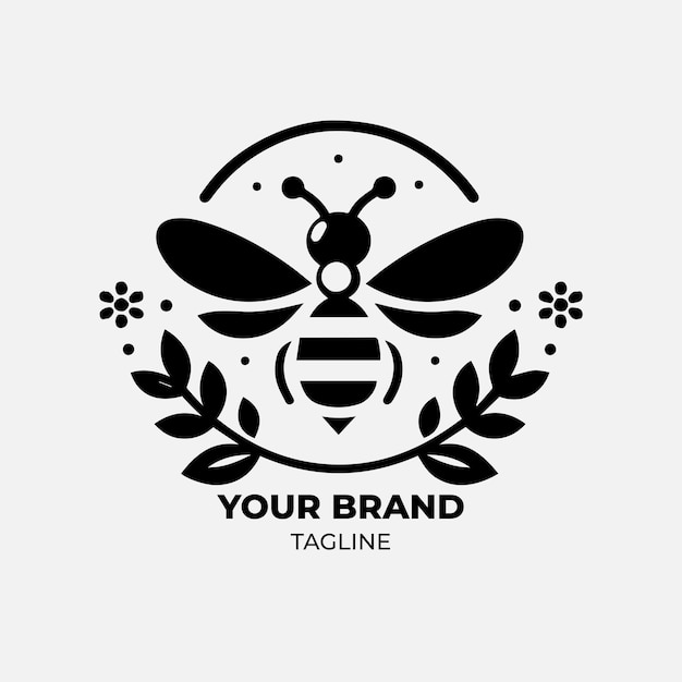 Vector insect logo bee black and white