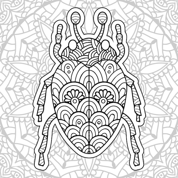 Insect mandala coloring pages stress relieving animals designs