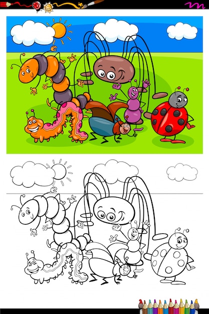 Insecten dierlijke karakters groep kleurenboek