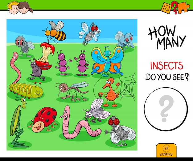 Insecten en insecten educatief spel tellen