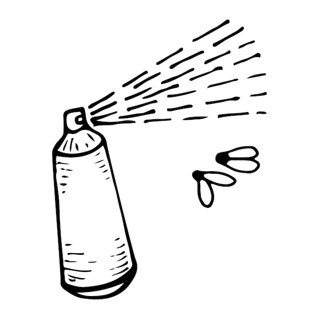 Vector insectenspray schets reisbescherming tegen beten handgetekende illustratie