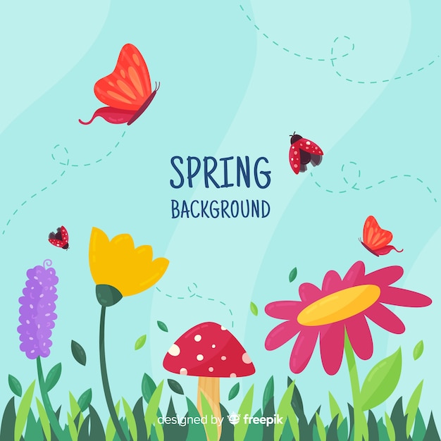 Insects flying spring background