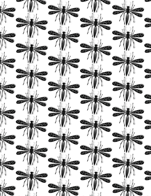 Insects Seamless Pattern Isolated Background