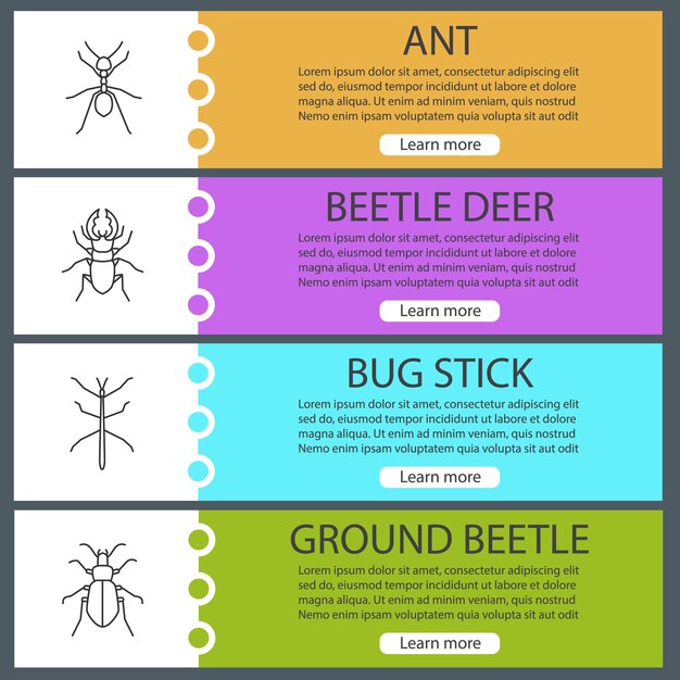 Insects web banner templates set