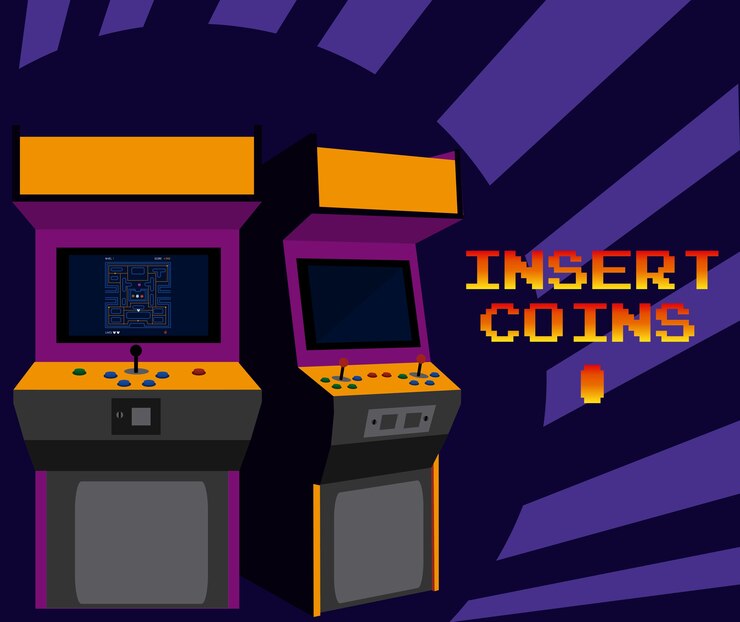 Vector insert coins to play arcade