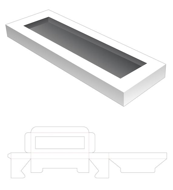 긴 직사각형 상자 다이 컷 템플릿 삽입