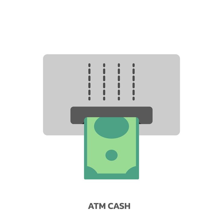 Vector inserts money into the terminal atm