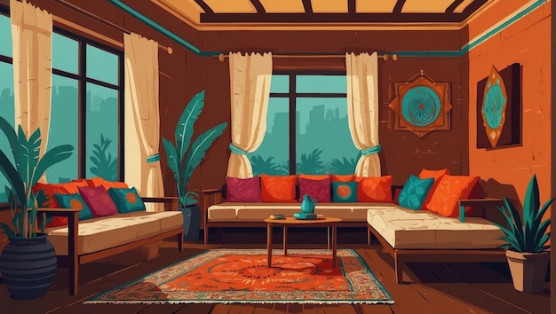 Inside bedroom interior vector