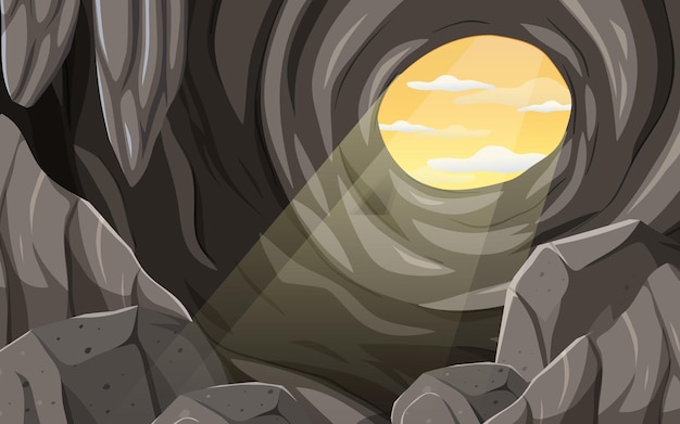 Vector inside cave landscape in cartoon style