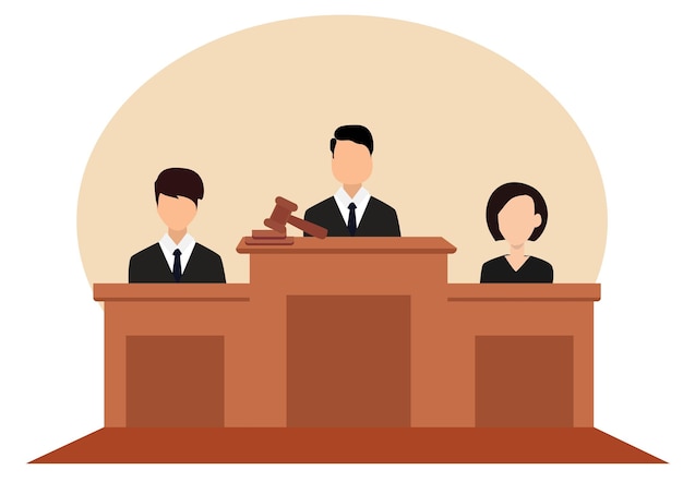 Vector inside the courtroom with judges and lawyers creative design flat style cartoon illustration vector