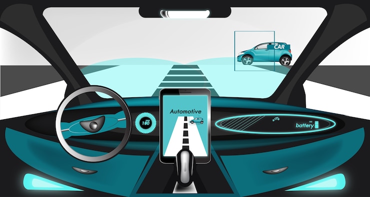 Vector inside electric smart car 