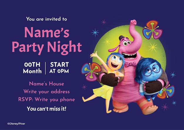 Vector inside out party invitation