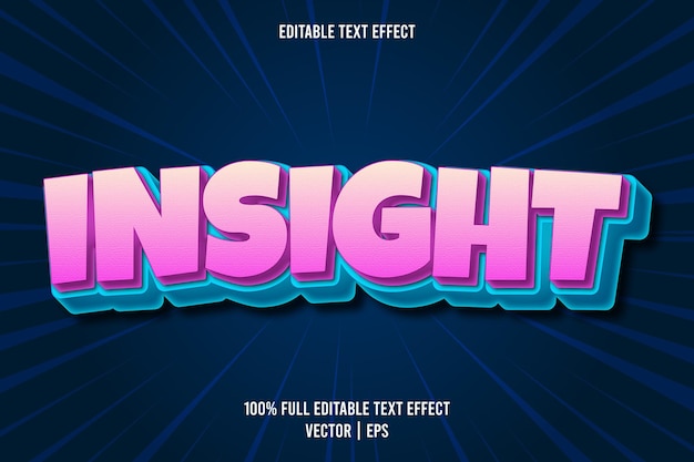 Vector insight editable text effect cartoon style