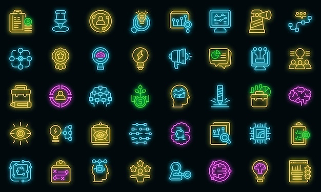 insight icons set outline vector. generation brainstorm. curiosity problem