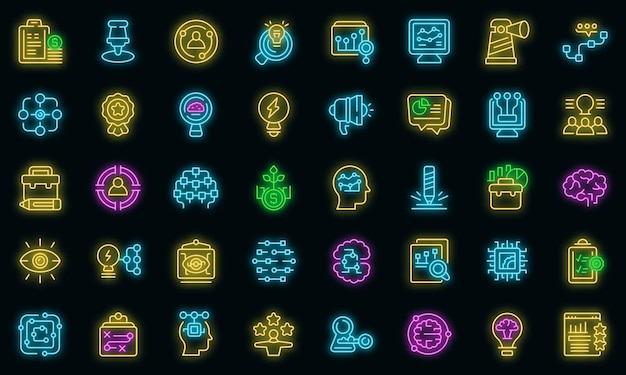 Insight icons set outline vector. Generation brainstorm. Curiosity problem