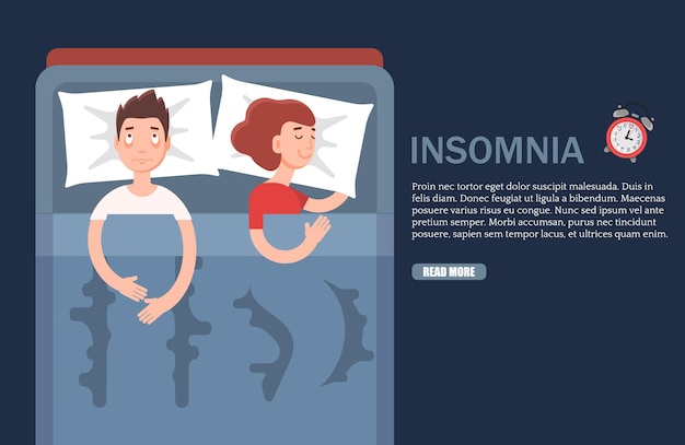 Insomnia vector flat web banner design template