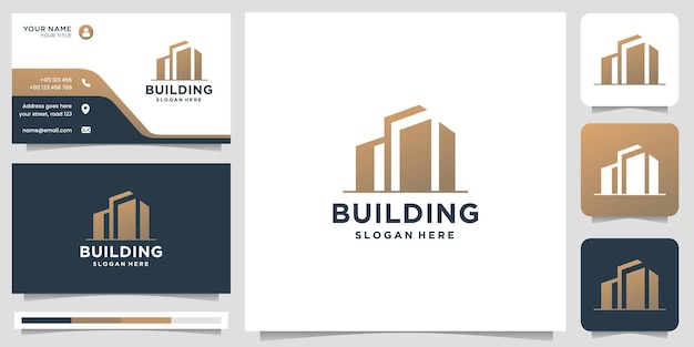 Inspiratie gebouw logo sjabloon met geometrische vormen ontwerpconcept en visitekaartje.