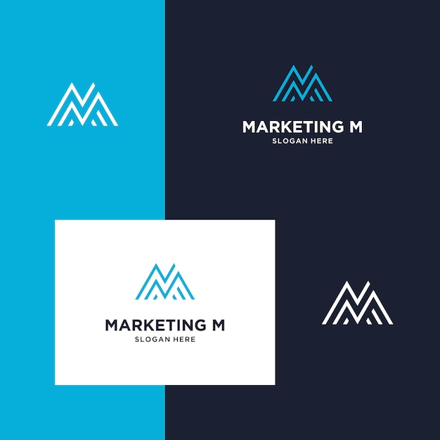 Inspiratie voor logo marketing, mountain en initialen m