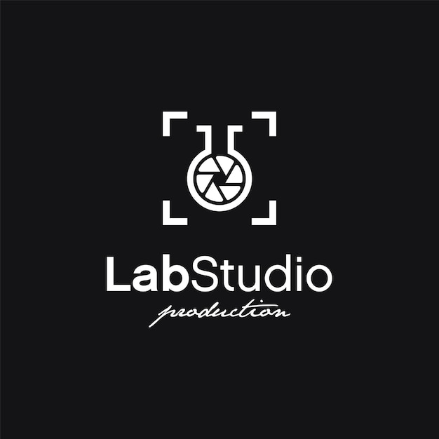 Vector inspiratie voor logo-ontwerp voor studio- en laboratoriumproductie