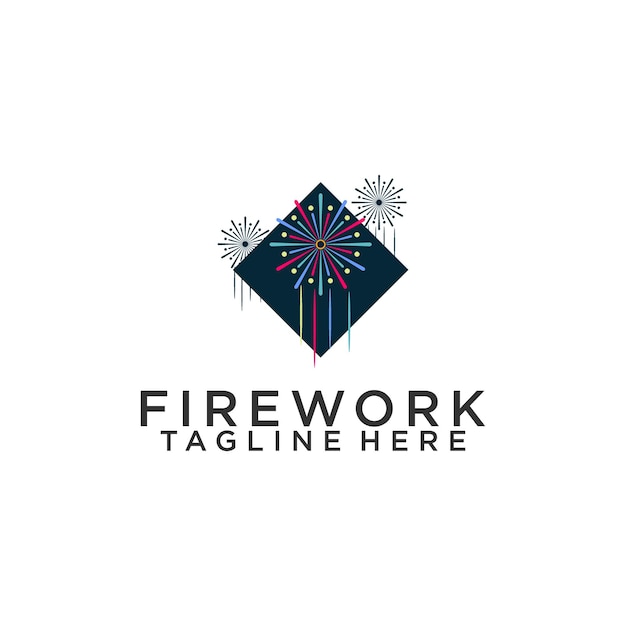 Inspiratie voor vuurwerklogo's. vuurwerk logo concept vector