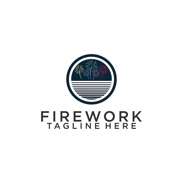 Inspiratie voor vuurwerklogo's. Vuurwerk logo concept vector