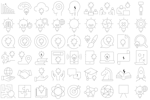 Вектор Набор иконов вдохновения и идей редактируемый набор иконов штрихов