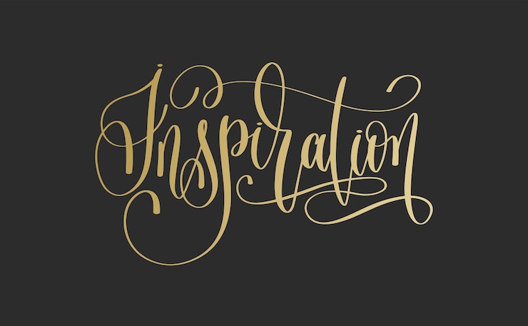 Vector inspiration golden hand lettering inscription text on dark bac