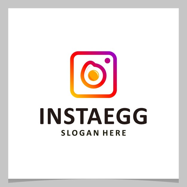 Ispirazione logo design uovo con logo instagram. vettore premium