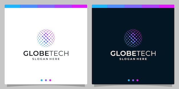 Inspiration logo initial letter S abstract with globe tech style and gradient color. Premium vector