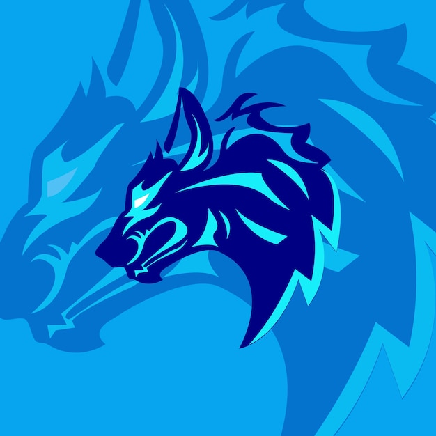 Premium Vector | Inspiration wolf logo esport with blue background