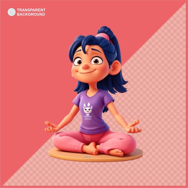 Ispirazione illustrazione 3d posizione di yoga di entrambe le mani sulle gambe bellissimo sfondo trasparente