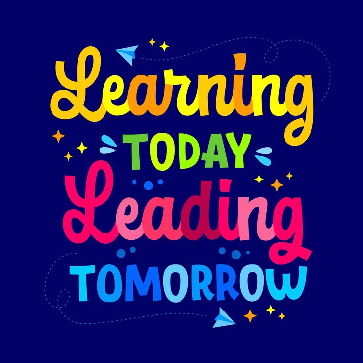 Vector inspirational lettering quote design learning today leading tomorrow isolated vector typography illustration in vibrant colors school preschool teachers day creative concept for any purposes