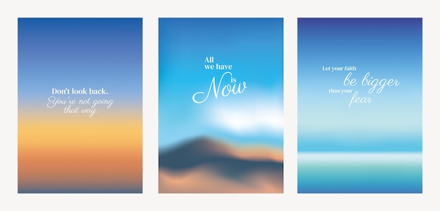 inspirational posters with motivational quotes each poster features a serene landscape motivational quotes positivity and focus on the present moment motivational quote poster template vectors