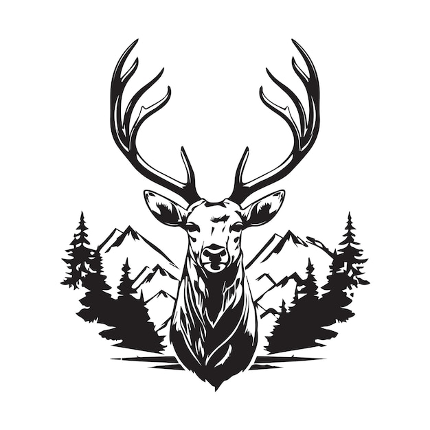 Inspired by the beauty of wildlife an elegant and vintage stag illustration of nature