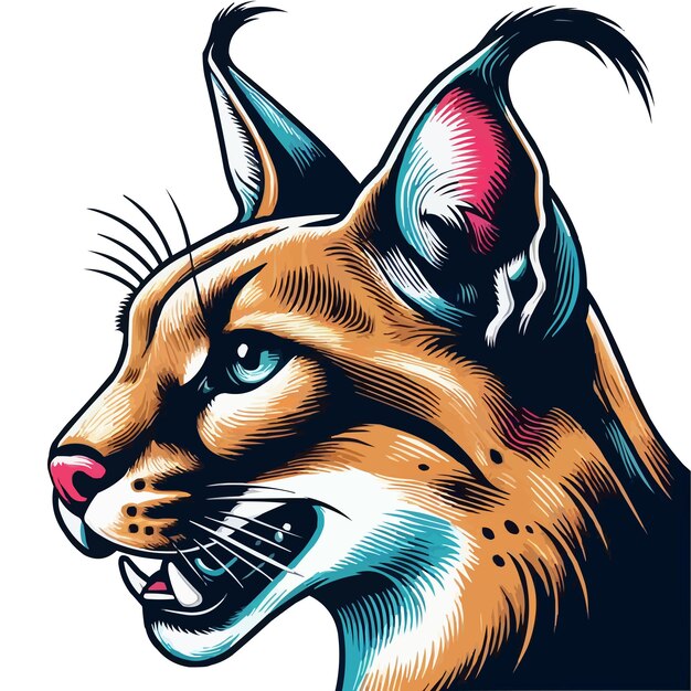 Vector inspired caracal cougar head vector illustrations