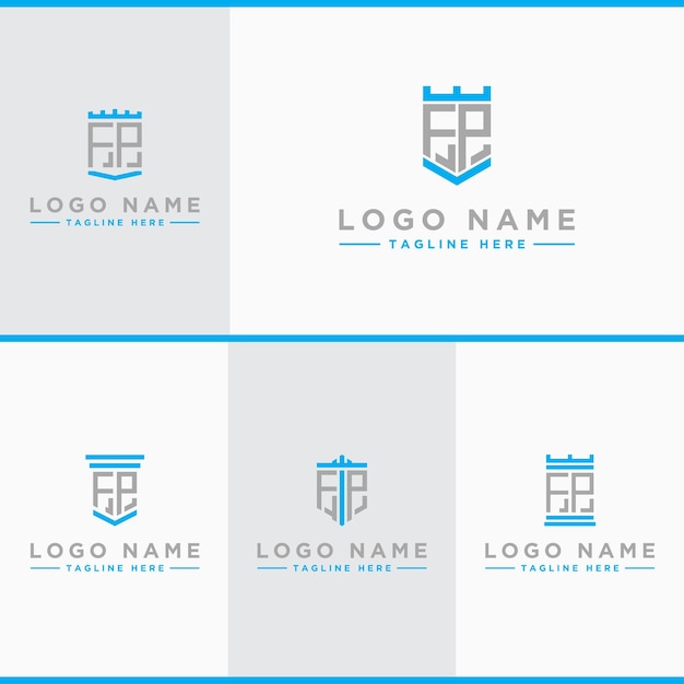 Inspirerend logo-ontwerp Set voor bedrijven uit de beginletters van het FP-logopictogram