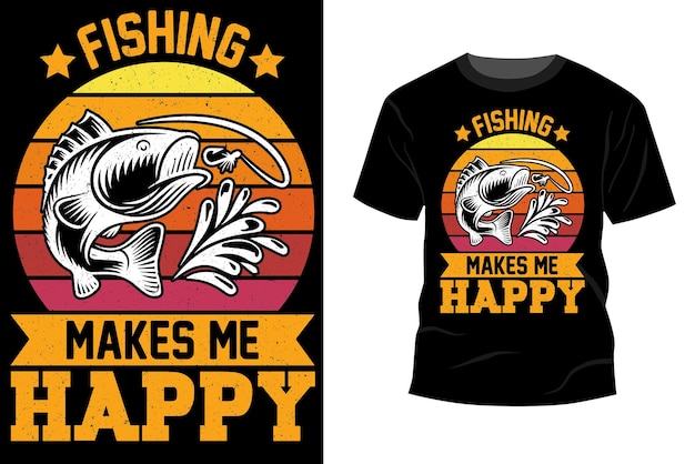 Inspirerende motivatiecitaat met tekst Fishing Makes Me Happy TShirt Design vector typografie tshirt