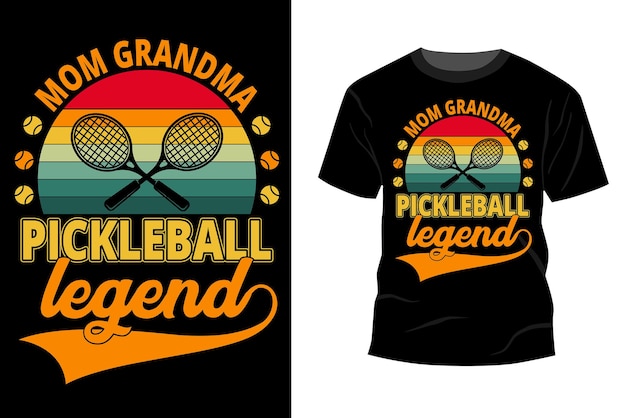 Inspirerende motivatiecitaat met tekst mom grandma pickleball legend vector vintage t-shirtontwerp