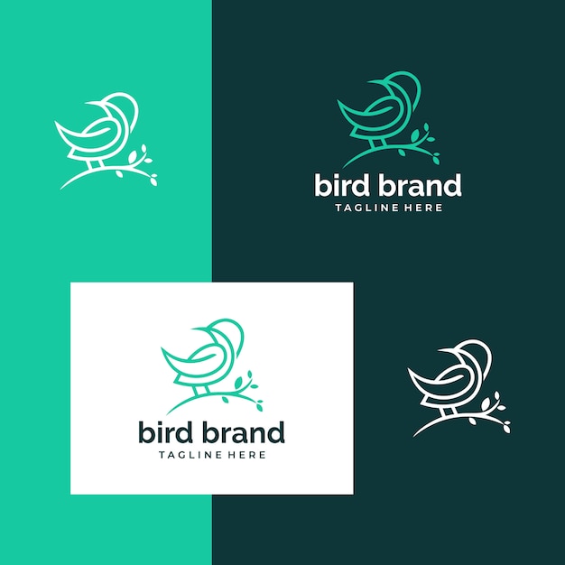 Вдохновляющие логотипы для дизайна птиц и деревьев