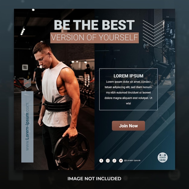 Inspiring Gym Fitness Social Media Post Design Template