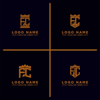 Design del logo ispiratore impostato per le aziende dalle lettere iniziali dell'icona del logo fc