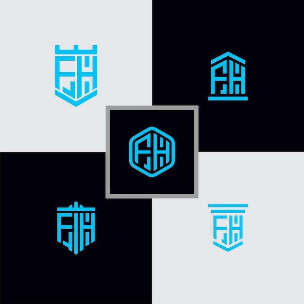 FHロゴアイコンの頭文字から企業向けの感動的なロゴデザインセット