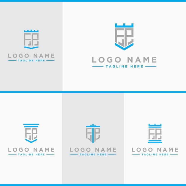 Inspiring logo design set for companies from the initial letters of the fp logo icon