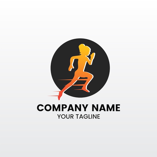 Inspiring minimalist woman run logo template