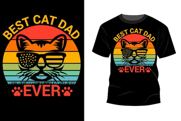영감을 주는 동기 부여 인용문 Best Cat DAD Ever 벡터 타이포그래피 티셔츠 디자인
